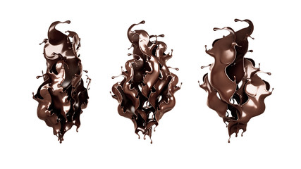 A splash of dark chocolate. 3d illustration, 3d rendering.