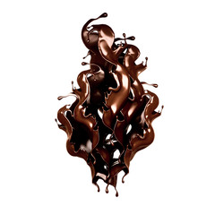 A splash of dark chocolate. 3d illustration, 3d rendering.
