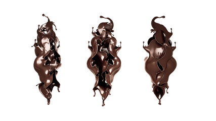 A splash of dark chocolate. 3d illustration, 3d rendering.