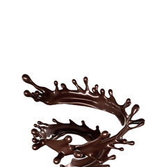 A splash of dark chocolate. 3d illustration, 3d rendering.