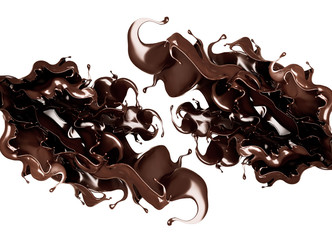 A splash of dark chocolate. 3d illustration, 3d rendering.