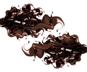 A splash of dark chocolate. 3d illustration, 3d rendering.