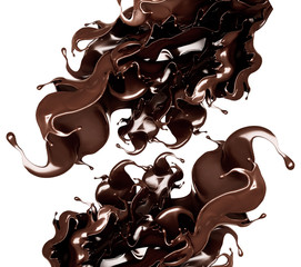 A splash of dark chocolate. 3d illustration, 3d rendering.