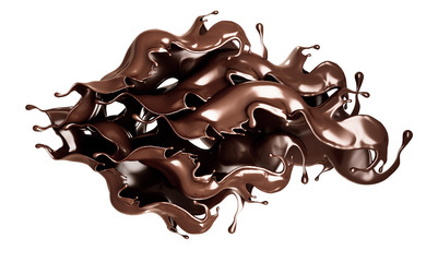 A splash of dark chocolate. 3d illustration, 3d rendering.