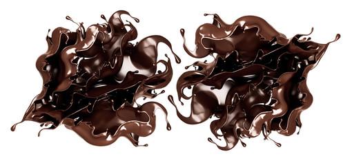 A splash of dark chocolate. 3d illustration, 3d rendering.