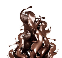 A splash of dark chocolate. 3d illustration, 3d rendering.