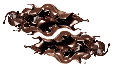 A splash of dark chocolate. 3d illustration, 3d rendering.