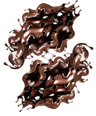 A splash of dark chocolate. 3d illustration, 3d rendering.