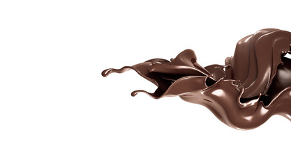 A splash of dark chocolate. 3d illustration, 3d rendering.