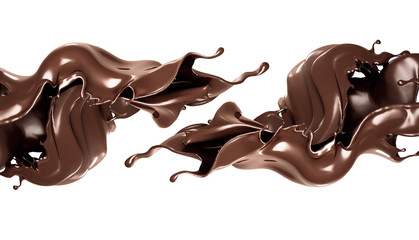 A splash of dark chocolate. 3d illustration, 3d rendering.