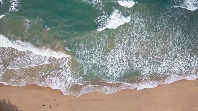 Aerial tropical beach and sea wave