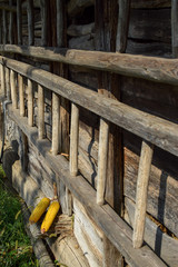 Detail of old wooden house wall