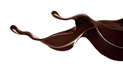 A splash of dark chocolate. 3d illustration, 3d rendering.