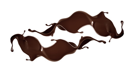 A splash of dark chocolate. 3d illustration, 3d rendering.