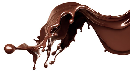 A splash of dark chocolate. 3d illustration, 3d rendering.