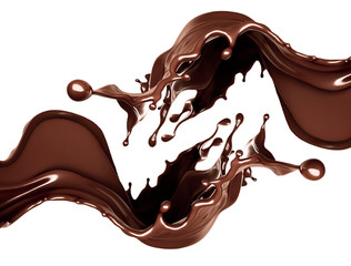 A splash of dark chocolate. 3d illustration, 3d rendering.