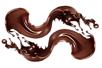 A splash of dark chocolate. 3d illustration, 3d rendering.