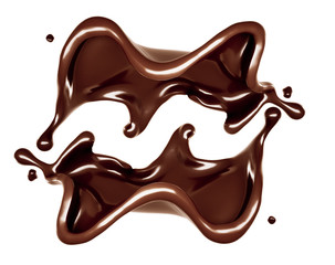 A splash of dark chocolate. 3d illustration, 3d rendering.