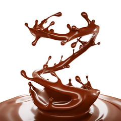 A splash of milk chocolate. 3d illustration, 3d rendering.