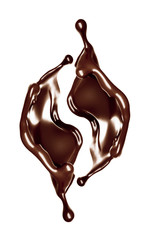 A splash of dark chocolate. 3d illustration, 3d rendering.