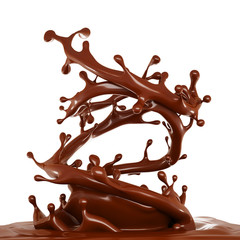 A splash of milk chocolate. 3d illustration, 3d rendering.