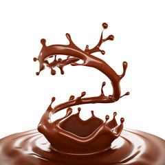 A splash of milk chocolate. 3d illustration, 3d rendering.