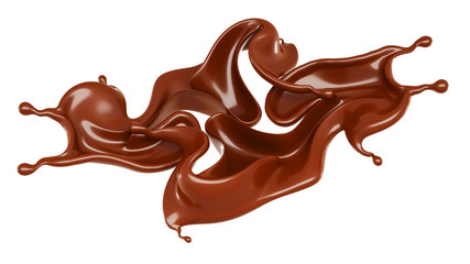 A splash of milk chocolate. 3d illustration, 3d rendering.