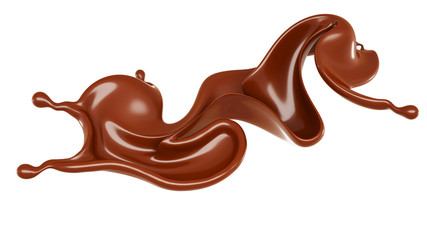 A splash of milk chocolate. 3d illustration, 3d rendering.