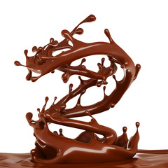 A splash of milk chocolate. 3d illustration, 3d rendering.