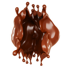 A splash of milk chocolate. 3d illustration, 3d rendering.