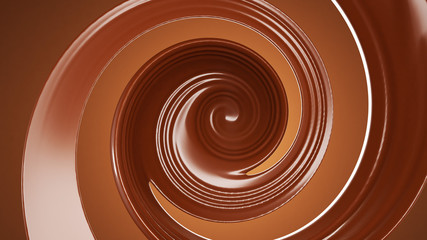 Splash, a stream of chocolate. 3d illustration, 3d rendering.