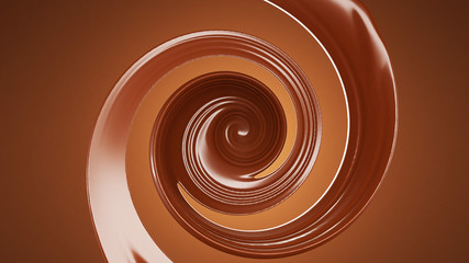 Splash, a stream of chocolate. 3d illustration, 3d rendering.