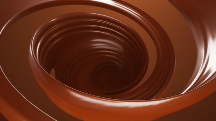 Splash, a stream of chocolate. 3d illustration, 3d rendering.