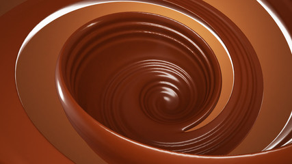 Splash, a stream of chocolate. 3d illustration, 3d rendering.