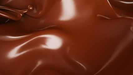 Splash, a stream of chocolate. 3d illustration, 3d rendering.
