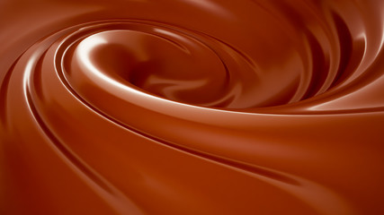 Splash, a stream of chocolate. 3d illustration, 3d rendering.
