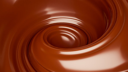 Splash, a stream of chocolate. 3d illustration, 3d rendering.