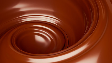 Splash, a stream of chocolate. 3d illustration, 3d rendering.