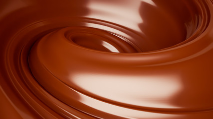 Splash, a stream of chocolate. 3d illustration, 3d rendering.