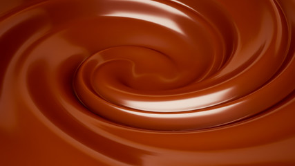 Splash, a stream of chocolate. 3d illustration, 3d rendering.