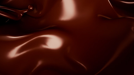 Splash, a stream of chocolate. 3d illustration, 3d rendering.