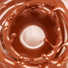 Splash, a stream of chocolate. 3d illustration, 3d rendering.