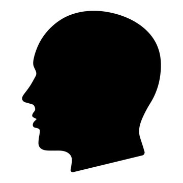 Simple black silhouette head (profile) illustration. Isolated on white