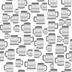 Different Beer Mugs Seamless Pattern