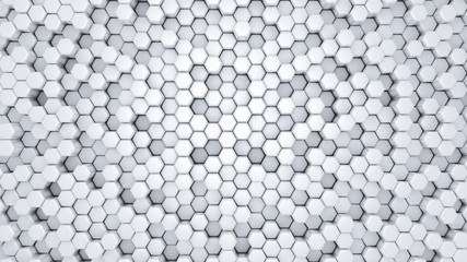 White hexagon background. 3d illustration, 3d rendering.