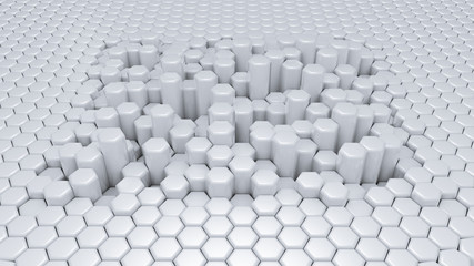 White hexagon background. 3d illustration, 3d rendering.