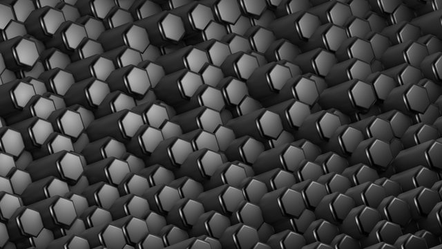 Black hexagon background. 3d illustration, 3d rendering. © Pierell