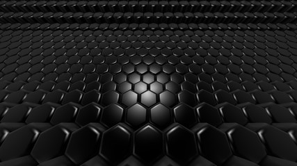 Naklejka premium Black hexagon background. 3d illustration, 3d rendering.