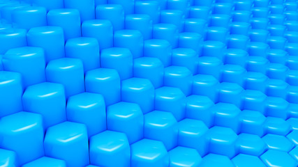Obraz premium Blue hexagon background. 3d illustration, 3d rendering.