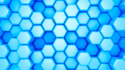Blue hexagon background. 3d illustration, 3d rendering.